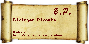 Biringer Piroska névjegykártya